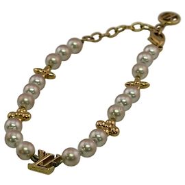 Pulseira Charm Louis Vuitton Branco Dourado