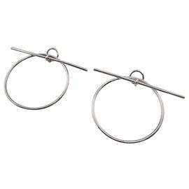 Hermès HERMES Loop MM Silver Stud Earrings Silvery