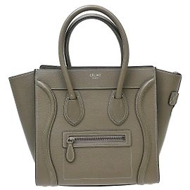 Céline Celine Luggage Grainy Leather Mini Marrom