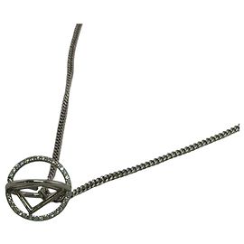 Fendi Silberne Halskette mit Strasssteinen Silber