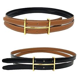 Hermès H-Belt Reversible Black and Camel Black Camel