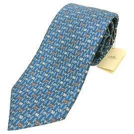 Hermès Hermes Blaue Seidenkrawatte Blau