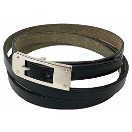 Pulseira Choker de Couro Hermès Preto