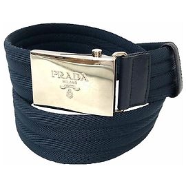 Cinturón Prada azul marino con hebilla plateada Azul marino
