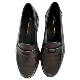 Santoni Mocassins en cuir noir Noir