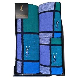Set de toallas Yves Saint Laurent YSL de algodón Azul Verde Púrpura Azul claro
