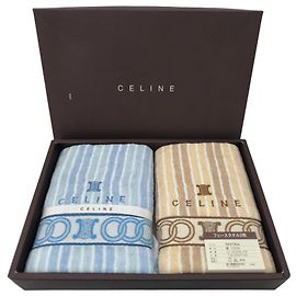 Céline Celine Conjunto de 2 Toalhas de Banho em Algodão Bege Azul claro
