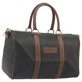 Bolsa Boston Christian Dior Honeycomb em PVC e couro marrom com detalhes dourados Auth 192820A Marrom Outro