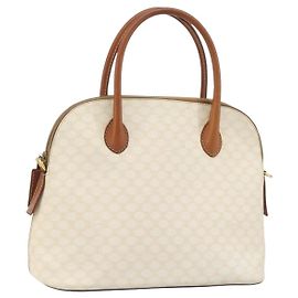 Céline CELINE Macadam Canvas Handtasche PVC Leder Weißgold Authentisch ep15611 Weiß Golden