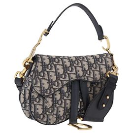 Sac à main Christian Dior Trotter Saddle 2way Navy Gold Tone Auth ka5351M Autre Bleu Marine