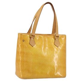 LOUIS VUITTON Sac à main Monogram Vernis Houston Lime Yellow M91055 Auth ep15500 Doré