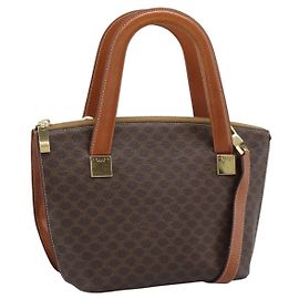 Céline Bolsa CELINE Macadam em PVC e couro 2way Marrom Dourado Auth ep15277 Marrom Outro
