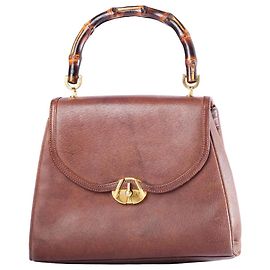 Gucci Lederhandtasche mit Bambusgriff Braun Andere