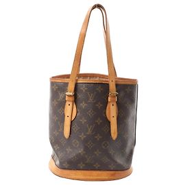 Bolsa de Ombro Louis Vuitton Bucket PM Monogram Canvas Marrom M42238 Bege
