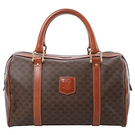 Céline Borsa Celine Macadam Boston in PVC e pelle marrone Marrone