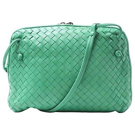 Bolsa transversal de couro Intrecciato Nodini Bottega Veneta verde Bege