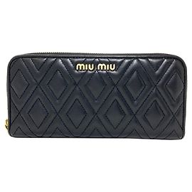 Miu Miu gestepptes Leder-Langgeldbörse Schwarz