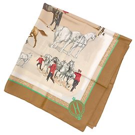 Pañuelo Carré 90 Les Haras Nationaux de Hermès Castaño