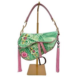 Christian Dior Borsa Saddle 2003 Stampa Floreale e Koi Rosa D'oro Verde