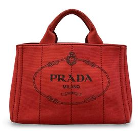 Prada Canapa Stoff Tasche Rot Rot