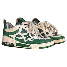 Baskets Louis Vuitton Skate Vert et Blanc Blanc Vert
