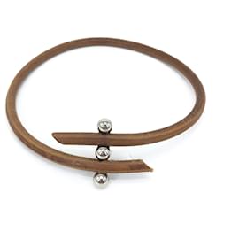 Hermès Choker Hermes Tournis en cuir Tournis Marron