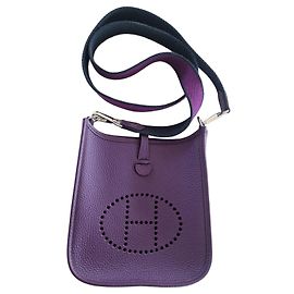 Hermès Evelyne TPM Bolsa Tiracolo em Couro Granulado Violet Roxo