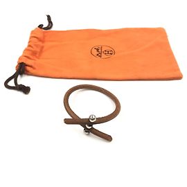 Hermès Pulseira Lock Hermes em couro e metal Marrom