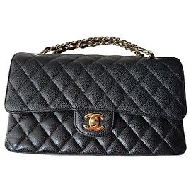 Chanel Classic Flap Medium Bag in Black Caviar Leather Black