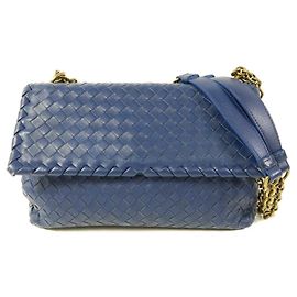 Bottega Veneta Olimpia Intrecciato Microstuds Lambskin Small Azul