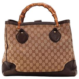 Sac cabas Gucci Bamboo Shopper Marron Monogramme