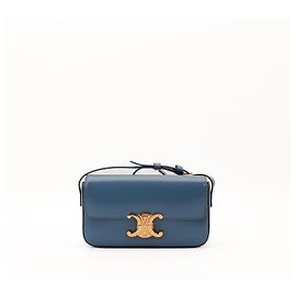 Céline Bolsa Triomphe Celine em couro azul Azul