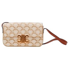 Céline Bolsa Pequena Celine Triomphe Canvas Marrom Bege