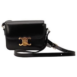 Céline Bolsa de ombro Celine Triomphe em couro preto Preto