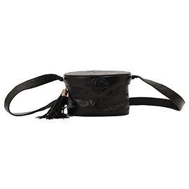 Chanel Black Quilted Leather Vanity Case Bag Black