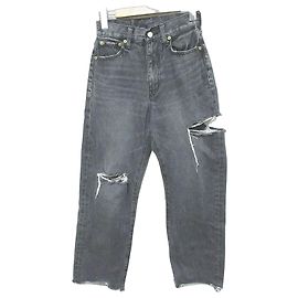Autre Marque Rodeo Crowns Asymmetry Crash Denim Pants Black