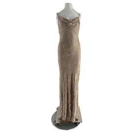 L'Agence Robe Christine Burnout en satin Beige