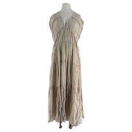 Massimo Dutti Beige Viscose Maxi Dress Beige