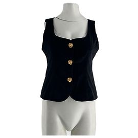 Rouje Black Cotton Button Down Top Black