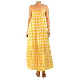Zimmermann Vestido de lin em camadas com riscas amarelas - tamanho UK 10 Amarelo
