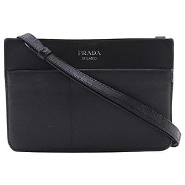 Prada Mini borsa a tracolla in pelle Saffiano nera Nero