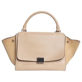 Céline Bolsa de ombro em couro Trapeze taupe Marrom