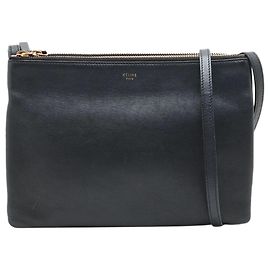 Céline Borsa a tracolla in pelle Trio nera Nero