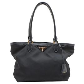 Prada Bolsa tote de nylon Tessuto e couro preto Preto