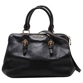 Miu Miu Bolsa de ombro 2 ways em couro preto Preto