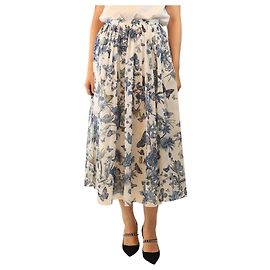 Dior Blauer und weißer Blumen-Midirock - Größe UK 12 Blau