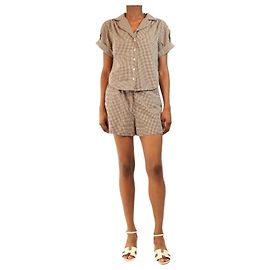 Veronica Beard Set con camicia e pantaloncini a quadretti marroni - taglia XS Marrone