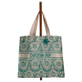 Bolso Tote Christian Dior Dioriviera de Lona Blanco Verde