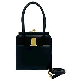 Salvatore Ferragamo Vara Ribbon Lederhandtasche Schwarz
