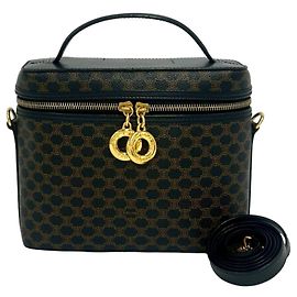 Céline CELINE Vintage Macadam Blazon Triomphe Pattern Handbag Brown Black